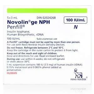 Novolin GE NPH Penfill Cartridges (100 Units/mL)